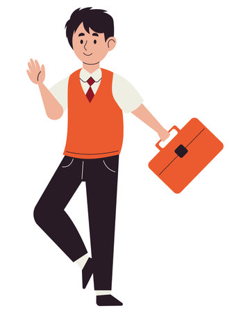 New Student with Briefcaseのイラスト素材