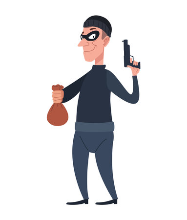 Bank Robber Holding Bagのイラスト素材