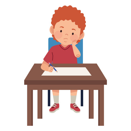 Student Drawing at Desk Iconのイラスト素材