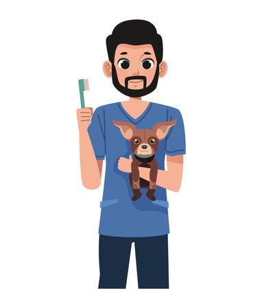 Pet Dental Veterinarian Holding toothbrush Iconのイラスト素材