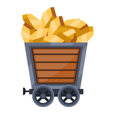 Gold Mining Cart Full of Nuggets Iconのイラスト素材