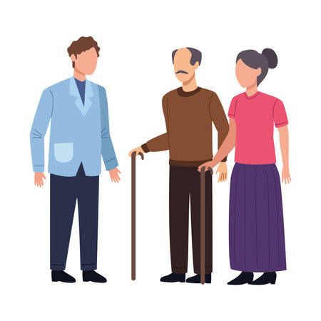 Family Doctor Assisting Elderly Patientのイラスト素材