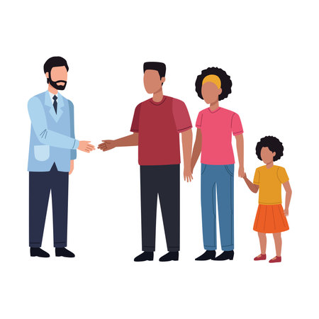 Family Doctor with Parents and Childrenのイラスト素材