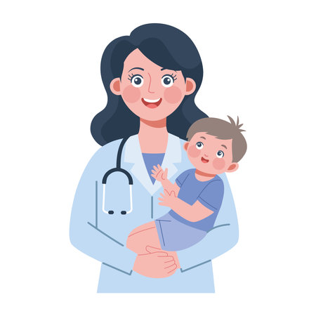 Baby Doctor Pediatrician Holding Toddler Iconのイラスト素材