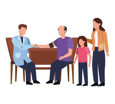 Family Doctor Checking Patient Iconのイラスト素材