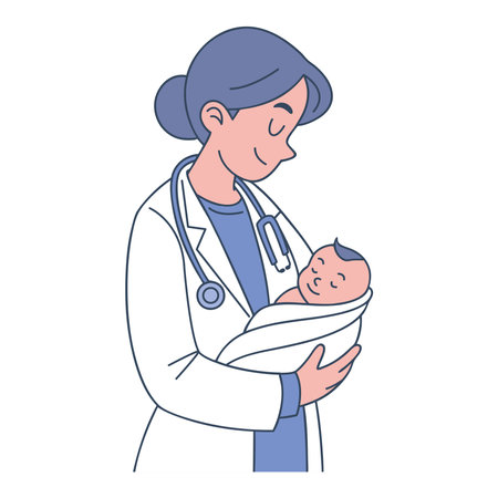 Baby Doctor Pediatrician Holding Newborn Iconのイラスト素材