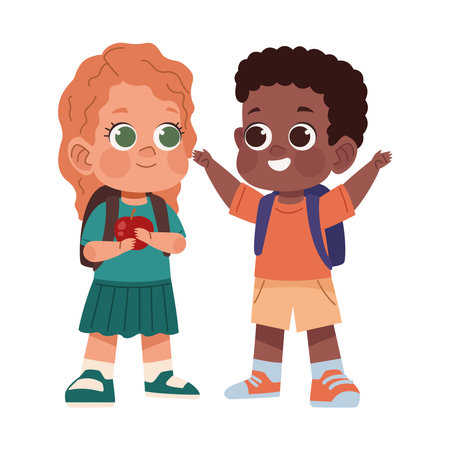 Students Talking with Booksのイラスト素材