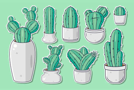 Set of cute cactus illustrationsのイラスト素材
