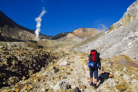 Man hikes to the rocky mountains