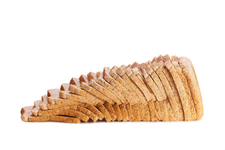 Brown wholemeal sliced bread loaf isolated on white backgroun