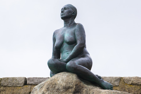 Folkestone Mermaid looking out across English Channel historic sculpture UK heritageの写真素材