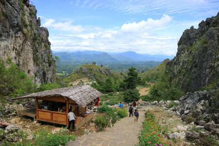 Burake, Toraja, Indonesia - November 14, 2016: View of Toraja landscape from Burake hill.