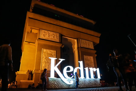 Kediri, East Java, Indonesia - January 14, 2017: Close-up and low-angle view of Simpang Lima Gumul, Kediri landmark, East Java, Indonesia.のeditorial素材