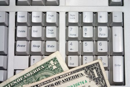 USA currency and Computer numeric keypadの写真素材