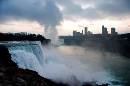 Niagara Falls US side; shot just after sunset bringing out the rough, ruggedness of the terrain.の写真素材
