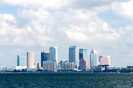 Tampa Florida skyline viewed from bayの写真素材