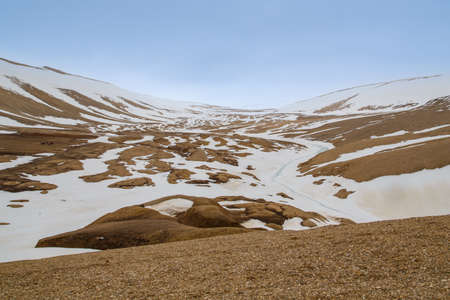 View of the snow-capped mountains of the Altai Republic.の写真素材