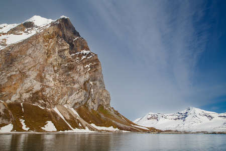 Mountains in the south of the island of Svalbard, Norwayの写真素材