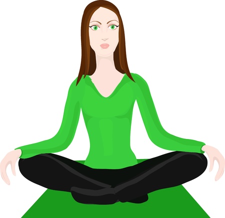 Girl practicing yogaのイラスト素材