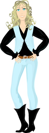 Girl in cowboy styleのイラスト素材