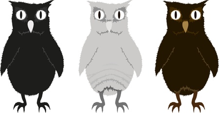 Set of three funny owletsのイラスト素材