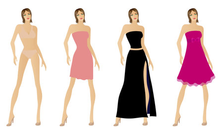 Set of fashionable clothes. Dress patterns.のイラスト素材