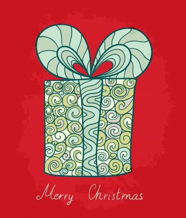 holiday postcard with stylized gift box for your Christmas designのイラスト素材