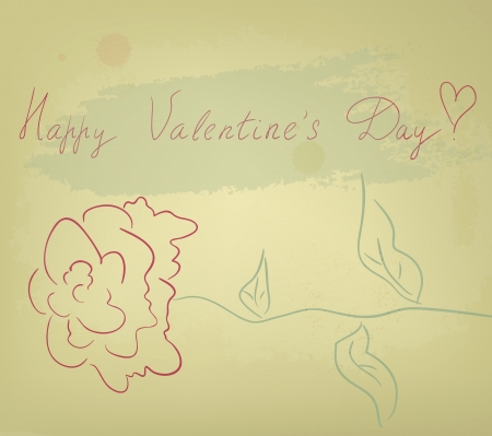 retro card with hand drawn roseのイラスト素材