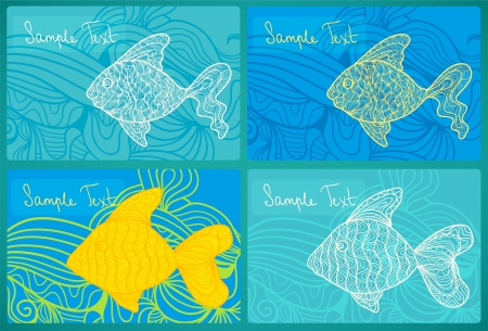 Artistic cards with fancy fishのイラスト素材