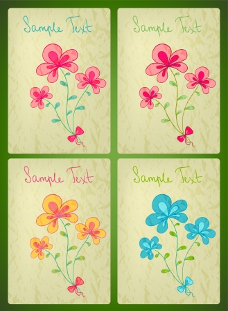 Decorative floral cardsのイラスト素材