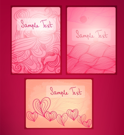 Colorful cards with doodle drawingsのイラスト素材