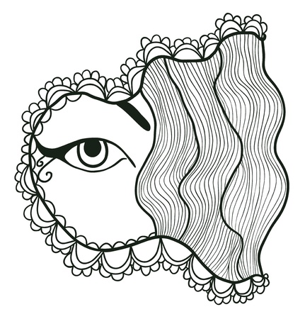 Abstract vector ink pen style illustration of a woman eyeのイラスト素材