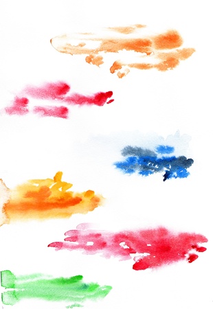 Set of wet raster watercolor strokesの写真素材