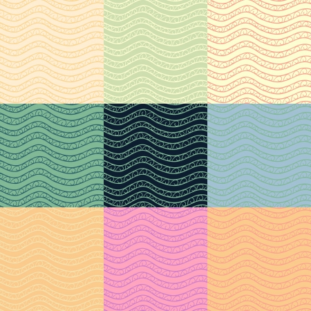 Wavy lines seamless pattern set.のイラスト素材