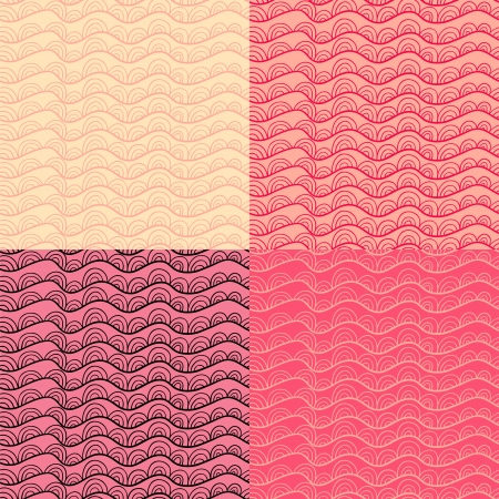 Abstract doodle seamless pattern set in rosy and creamy colorsのイラスト素材