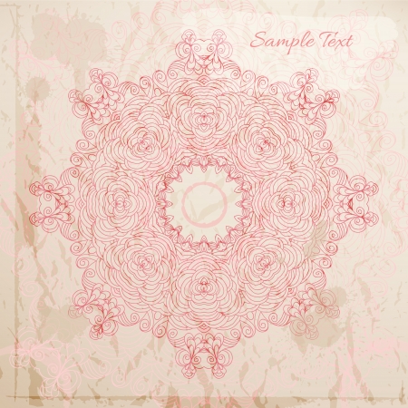 Abstract vector background with an elegant floral round ornament.のイラスト素材