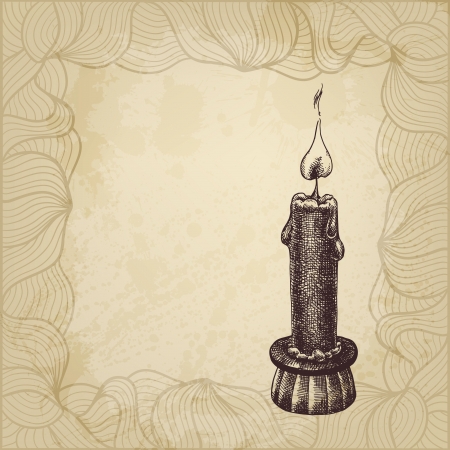 Artistic hand drawn illustration with candle and a place for Your textのイラスト素材