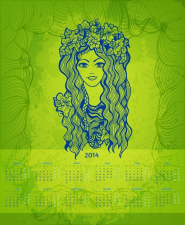 2014 Year vector calendarのイラスト素材