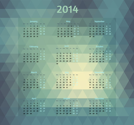 Geometric style 2014 year vector calendarのイラスト素材