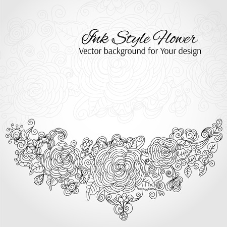 Doodle flowers vector cardのイラスト素材