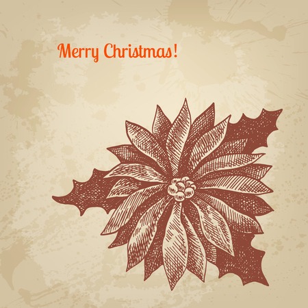 Vintage ink style Christmas card. Vector background for designのイラスト素材