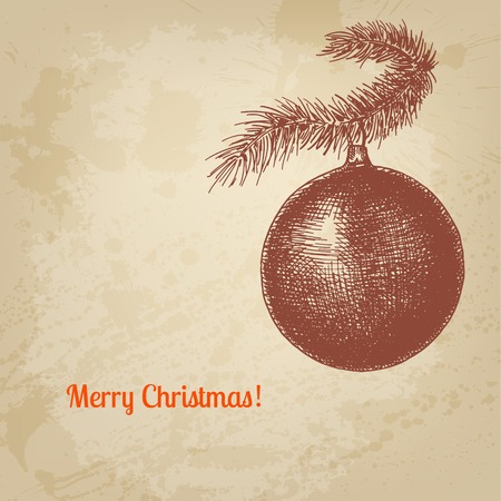 Vintage ink style Christmas card. Vector background for  designのイラスト素材