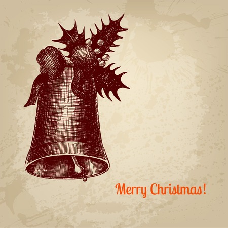 Vintage ink style Christmas card. Vector background for designのイラスト素材