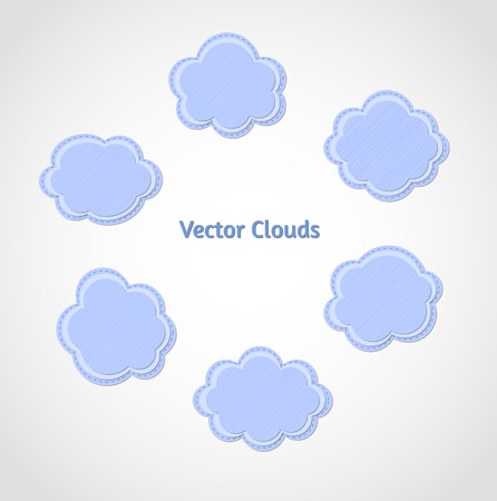 Set of textured vector cloudsのイラスト素材