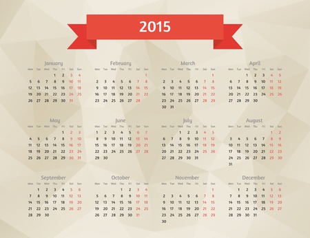 Abstract vector 2015 year polygonal calendarのイラスト素材