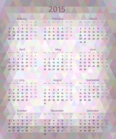 Abstract vector 2015 year polygonal calendarのイラスト素材