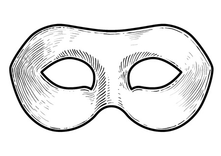Venetian mask illustration, drawing, engraving, ink, line art, vectorのイラスト素材
