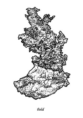 Gold illustration, drawing, engraving, ink, line art, vectorのイラスト素材