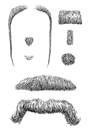 Moustache illustration, engraving, ink, line art, vectorのイラスト素材