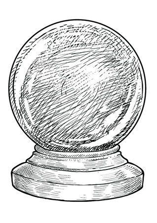 Magic snow Christmas ball drawing engraving ink line art vectorのイラスト素材